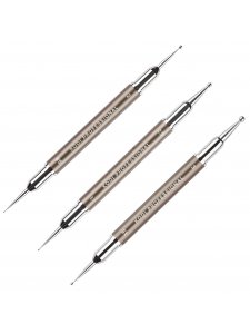 Set of 3 short nail art dotting tool ( size of tips: 3mm*1,5mm; 2,5mm*1mm; 2mm*0,7mm)
